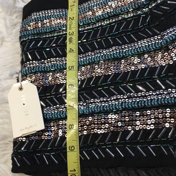 F21  Blue Sequin Embellished Short Shorts Side Zip - Picture 3 of 5